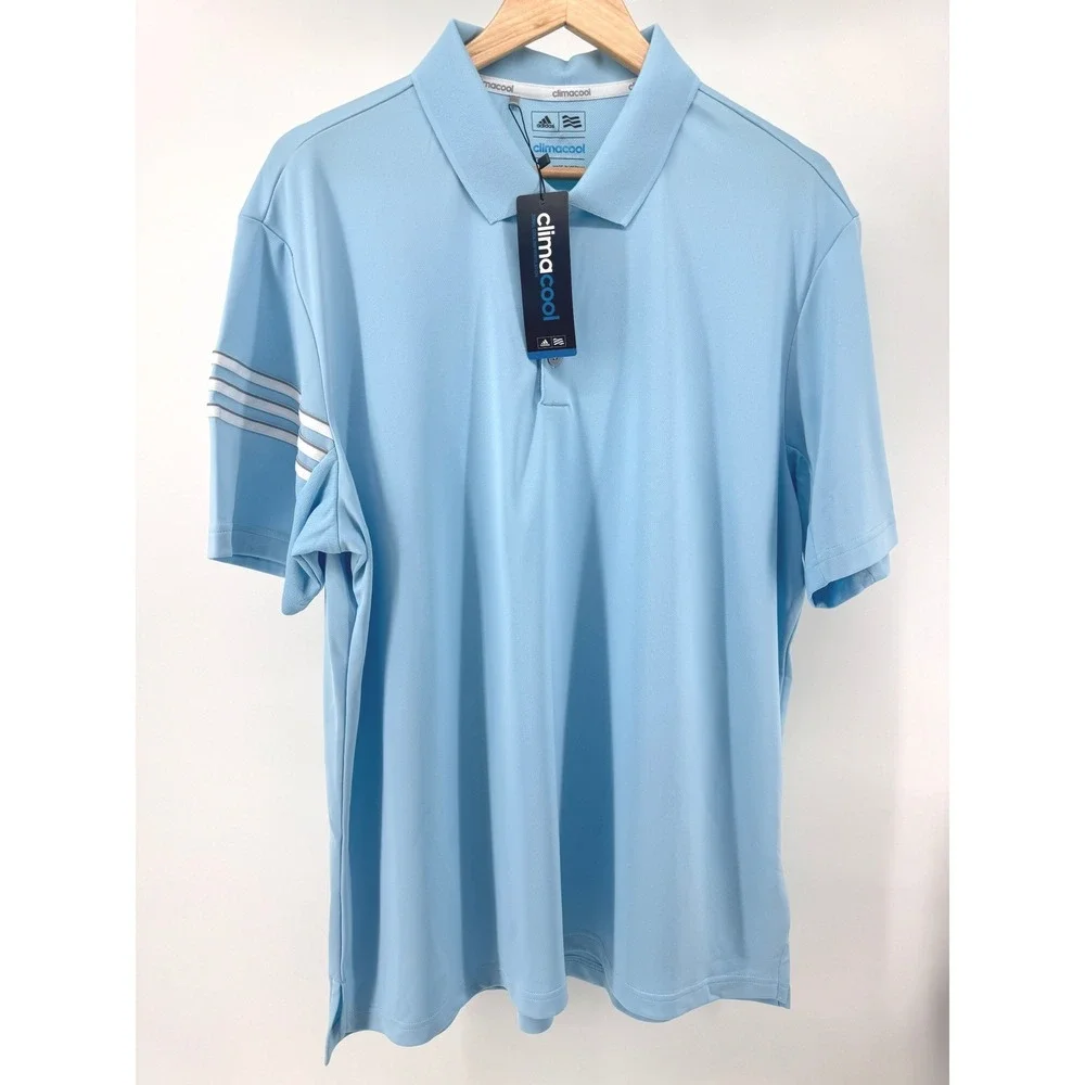 adidas ClimaCool Golf Polo Shirt Mens XL Ice Blue Performance Athletic Golf